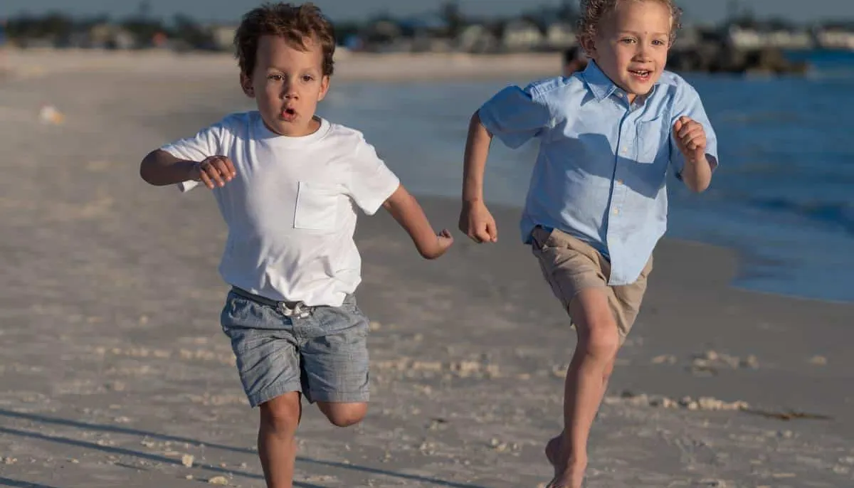 Children running on the beach at Lido Key, Florida