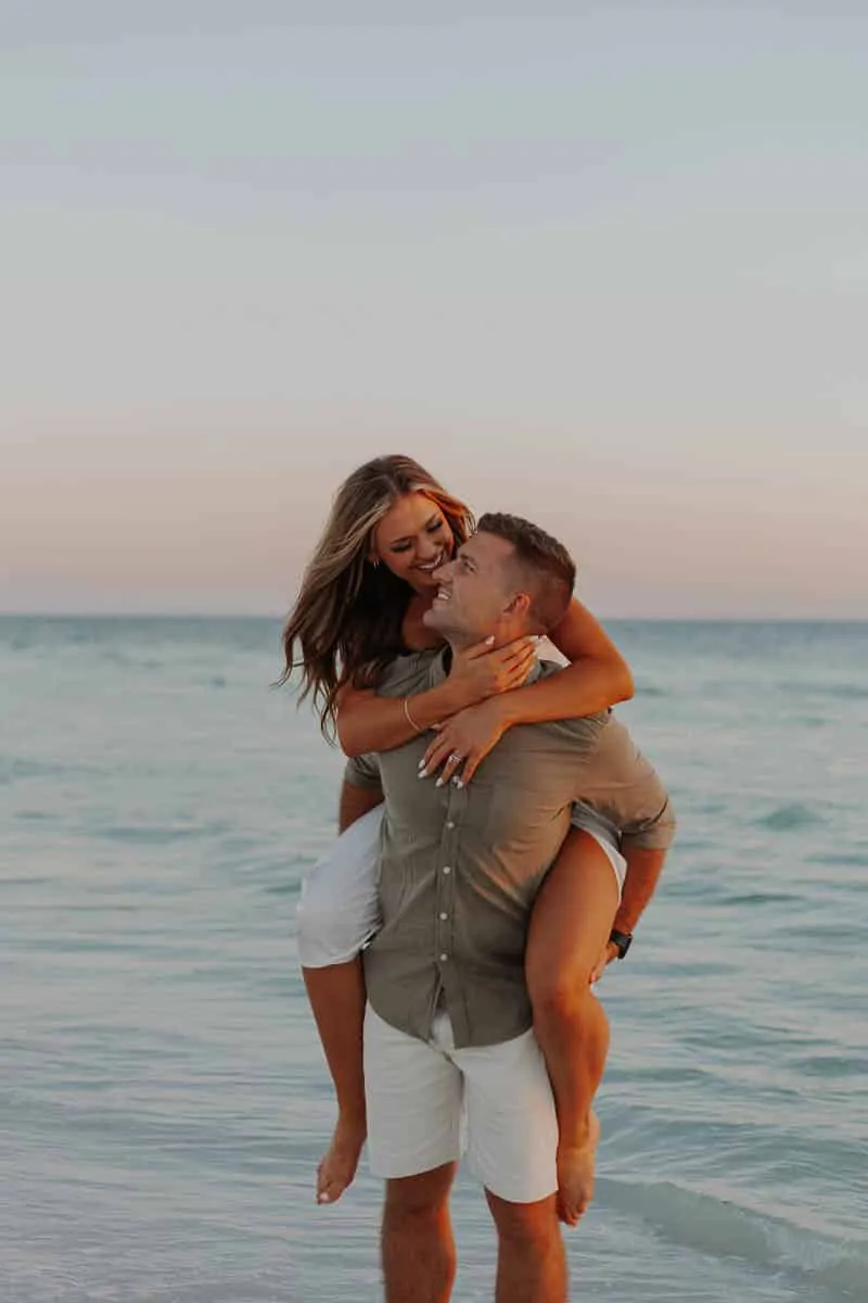 Young couple in love at Siesta Key Beach in Sarasota