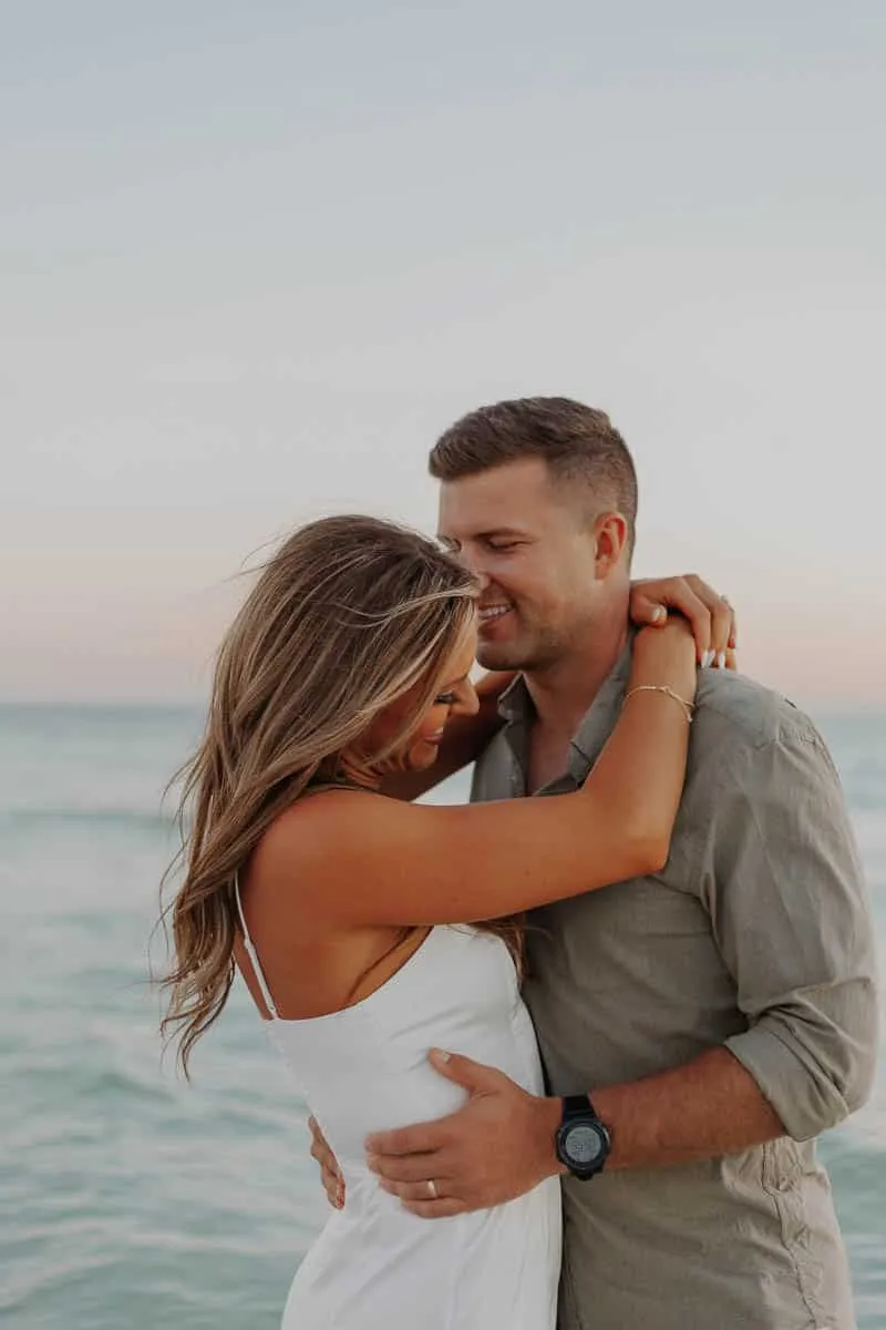 Young couple in love at Siesta Key Beach in Sarasota