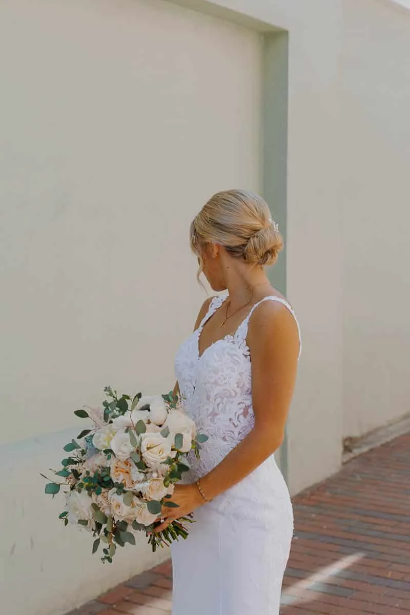 Bride and groom with a small bridal party during an intimate Sarasota wedding